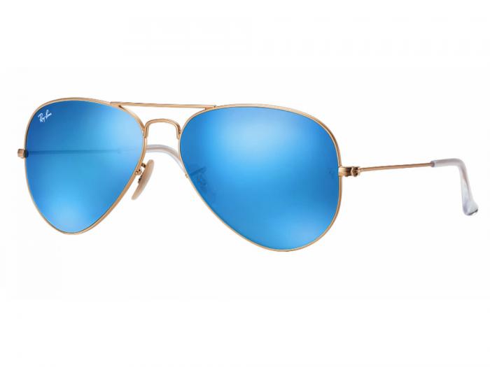 Ray-Ban Aviator RB3025 Sunglasses Gold with Blue Mirror  display picture 2