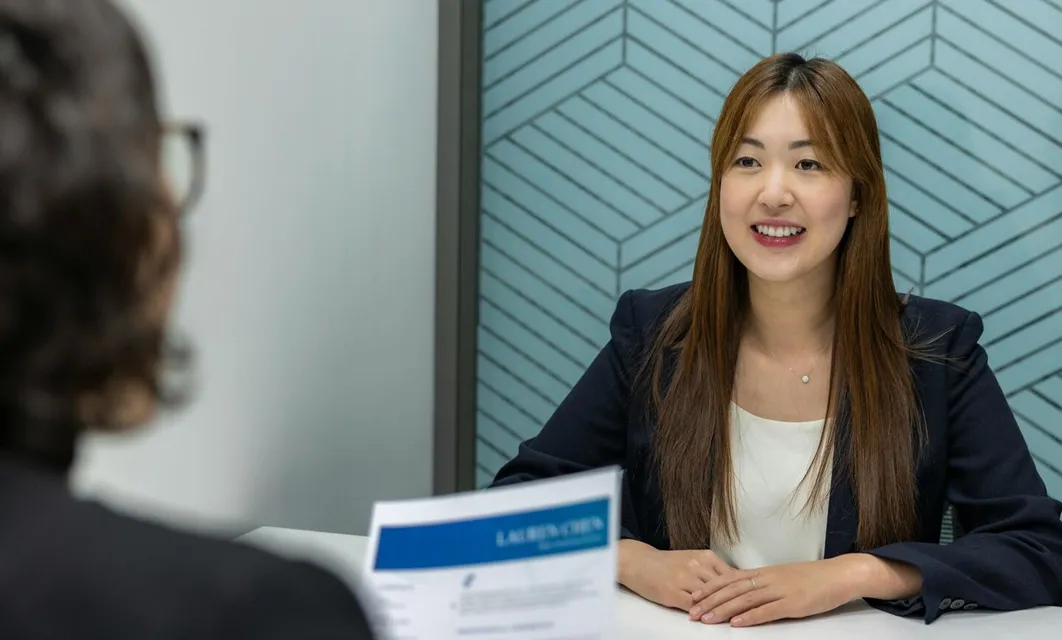 Young woman in a business meeting with an