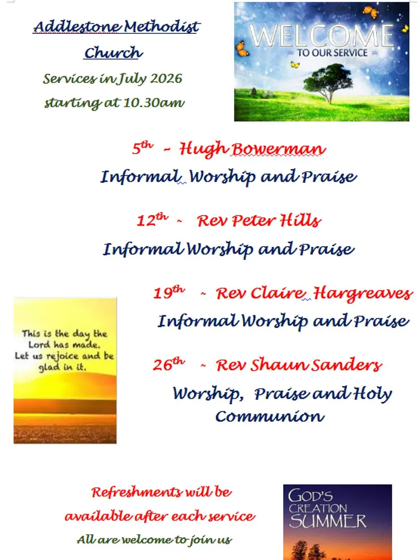 July 2026 Sunday Services