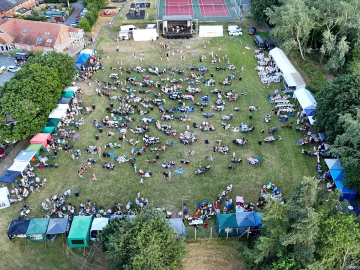 Aerial Drone View of Hipster On Stage (1)