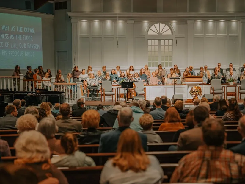 A full congregation gathered for a church service