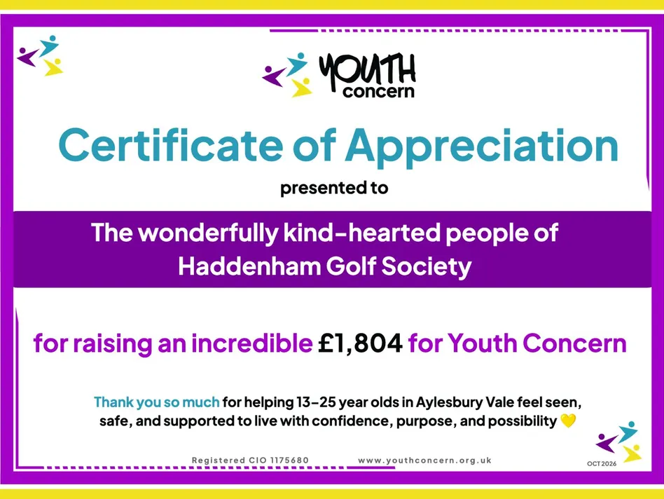 Golf Society Fundraising Cert