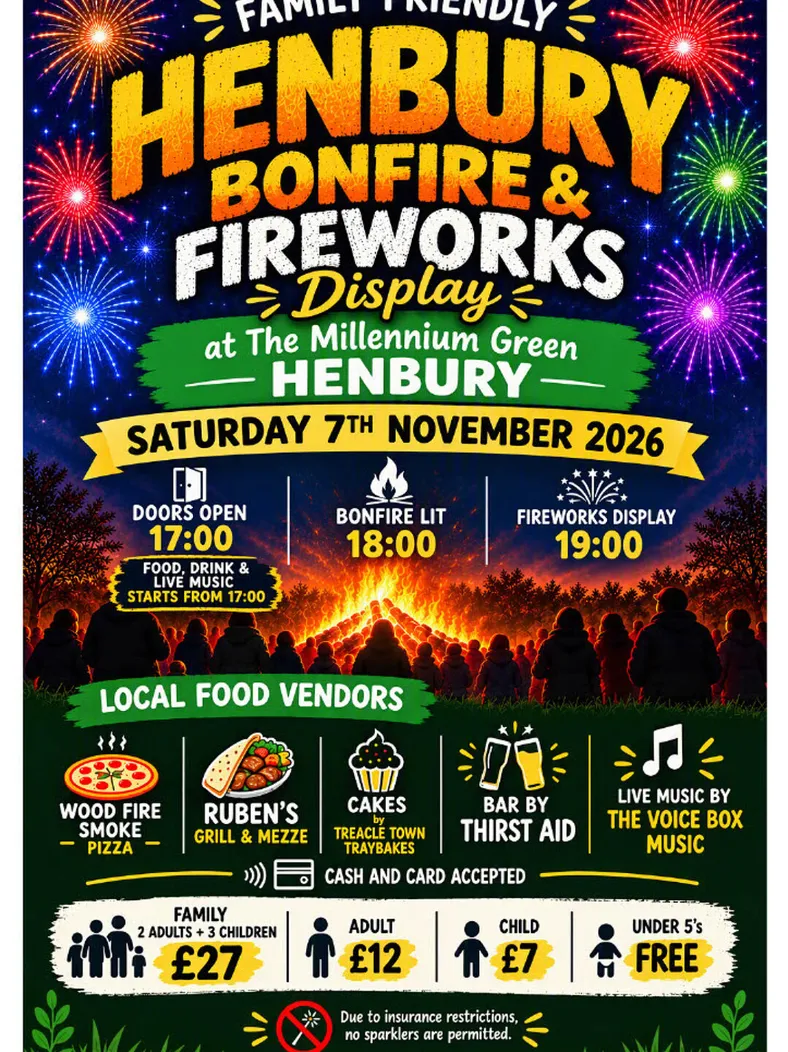 Bonfire and fireworks 2026