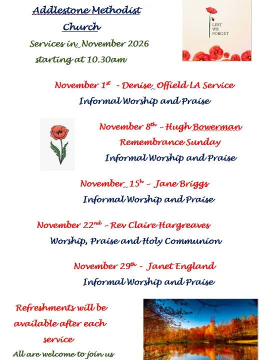 November 2026 Sunday Services