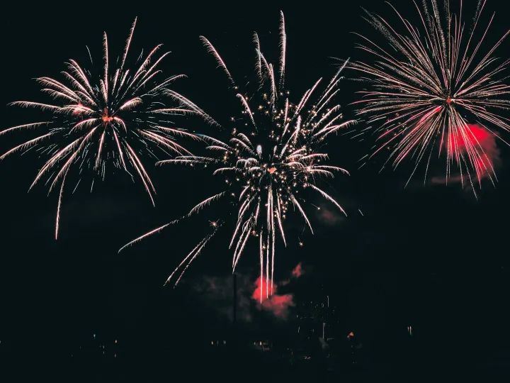 Vibrant fireworks illuminating the night sky with