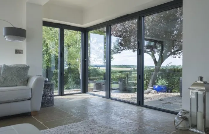 Dark grey aluminium bifold doors