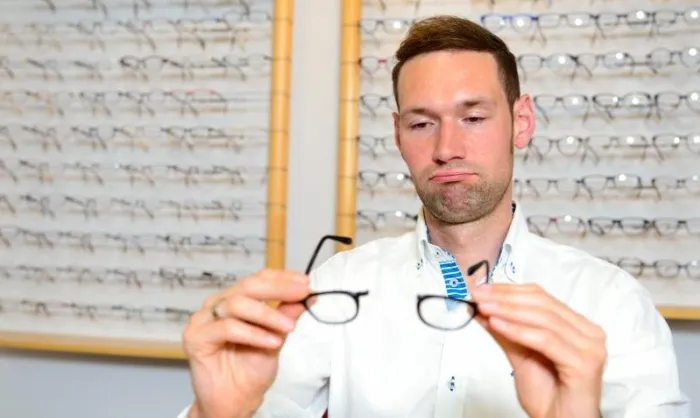 Broken glasses being repaired