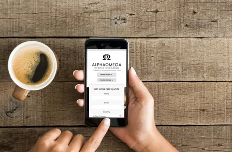 AlphaOmega Glasses Repair website on mobile phone