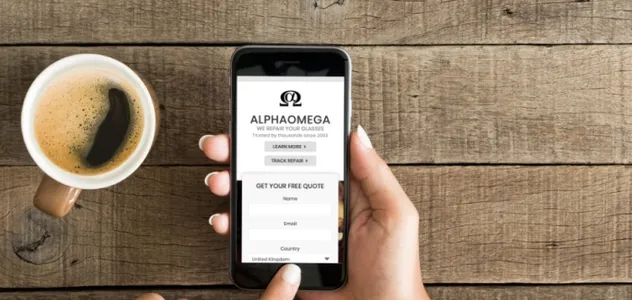 AlphaOmega Glasses Repair website on mobile phone