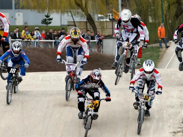 BMX riders in a race