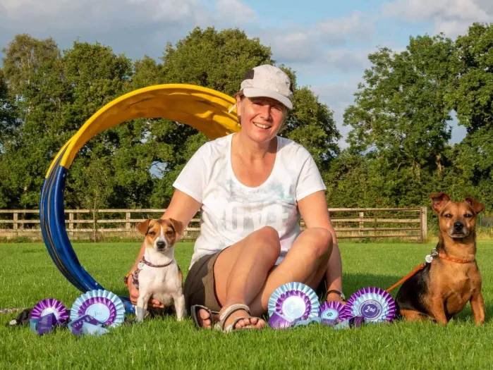 Astrid with her dogs, Momo & Maya