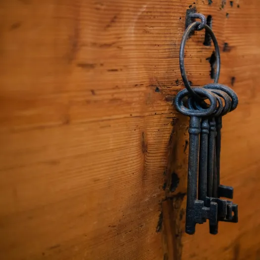Old keys hanging from a hook