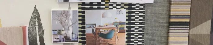 Mood board in black brown and cream