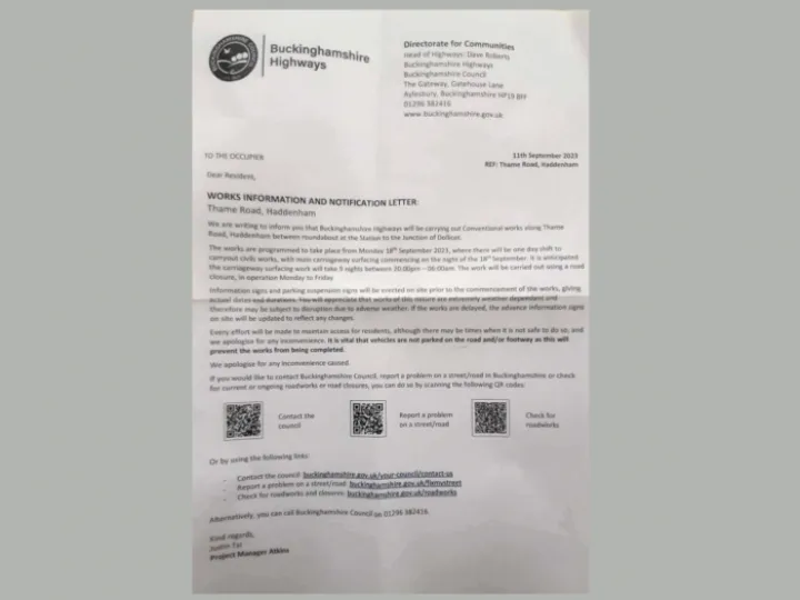 Thame Rd Letter