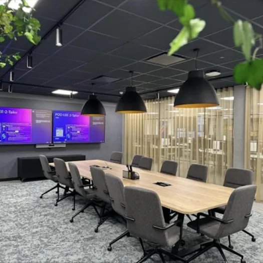 Manchester company meeting room fitted out with computer screen displays