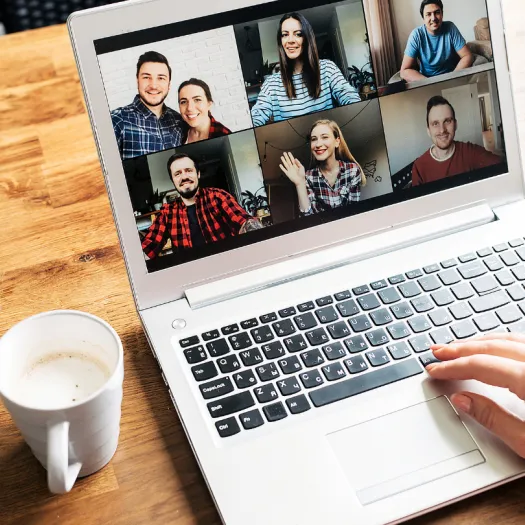 Celebrities on a computer video conference call