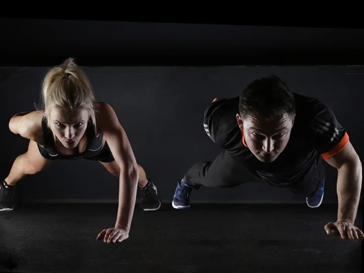 Man, woman, push-ups