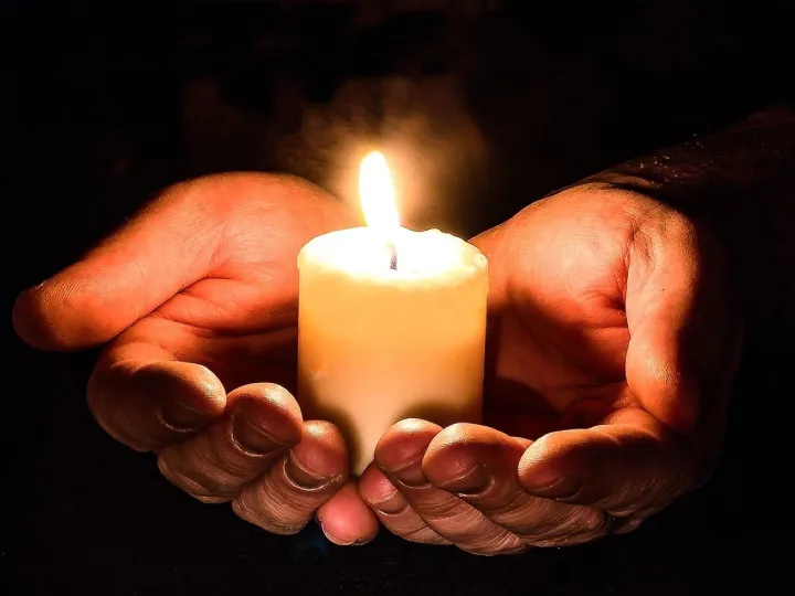 Christmas background, hands, open, candle, candlelight, prayer, pray, give, light, flame, open hands, darkness, hope, concept, idea