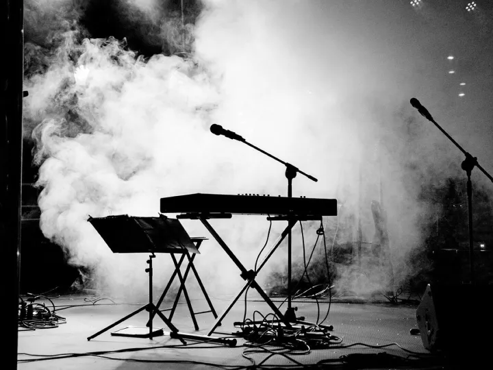 Microphone on a concert bandstand