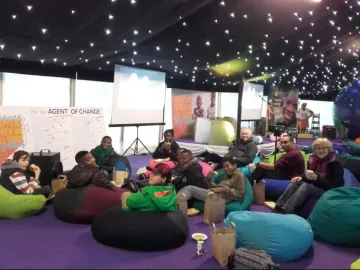 breakfast on bean bags