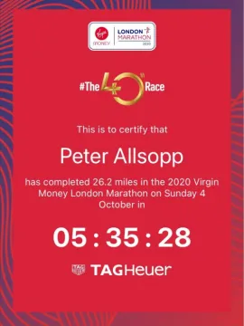 London Marathon completion time