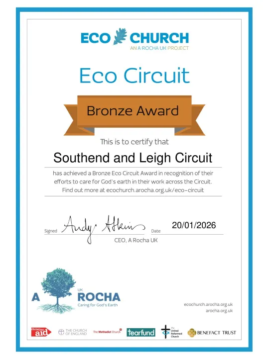 Southend and Leigh Eco-Circuit-Bronze Award Certif
