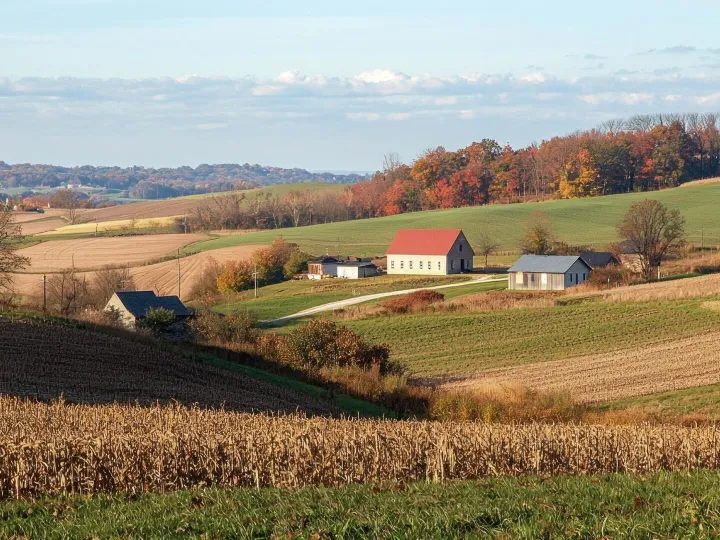 A Peaceful Rural Countryside with Rolling Hills Vibrant Gree