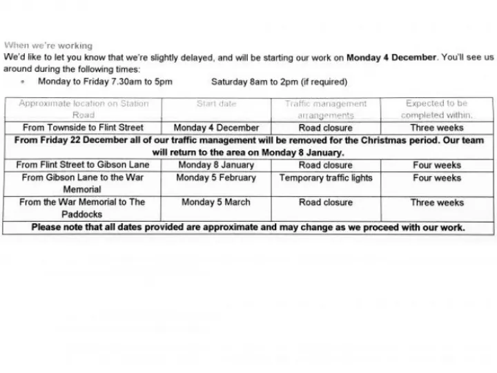 Thames Water_Station Rd Work Schedule
