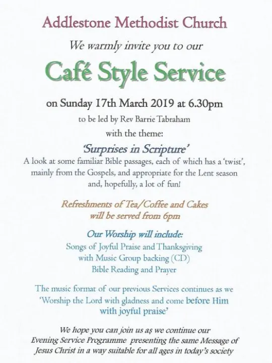 Cafe Style Service &ndash; March 19