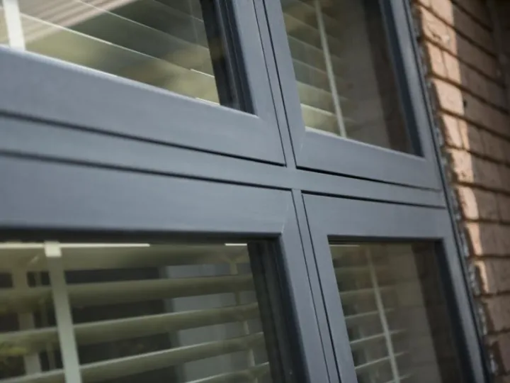 Flush sash window in dark grey