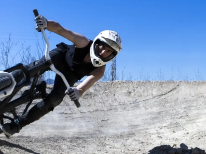 BMX rider on a pump track