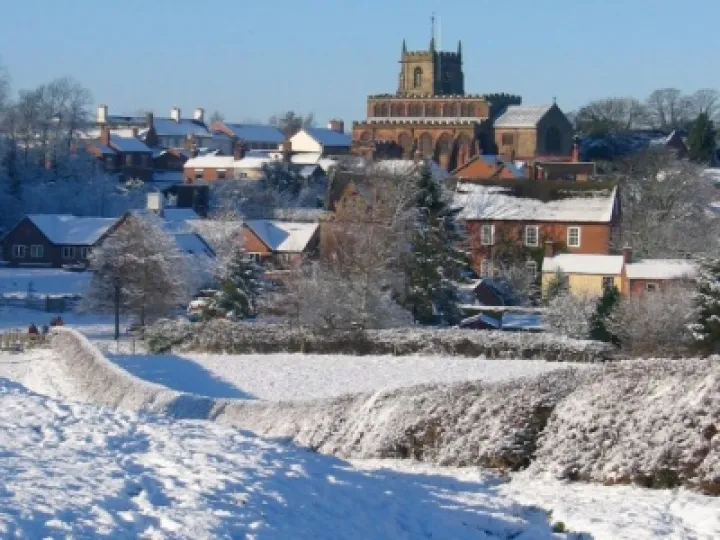 Winter scene &ndash; Audlem and St James