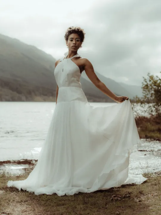 Chiffon dress volume silver shimmer P