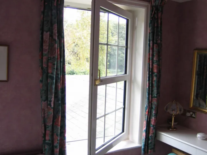 Casement window in a purple room