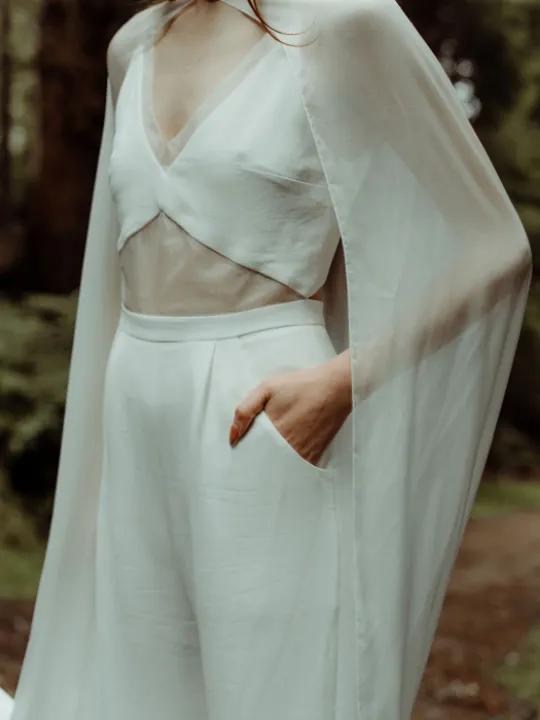 Close up chiffon cape sheer cover up P