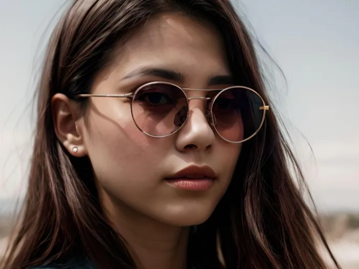 Woman wearing round glasses