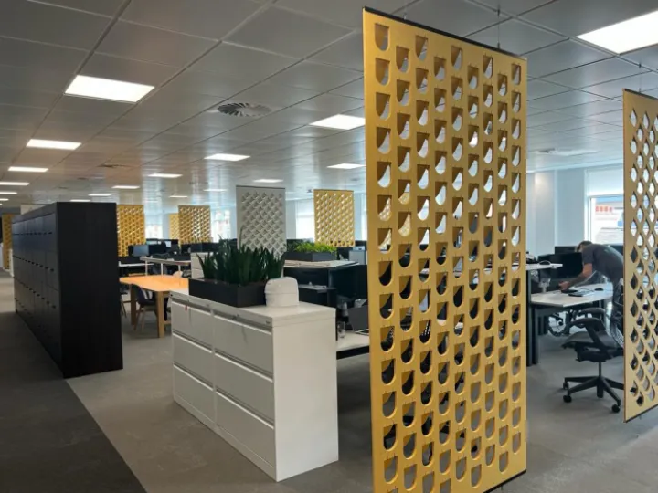 Office space partitions and desks after commercial fit-out in Leeds
