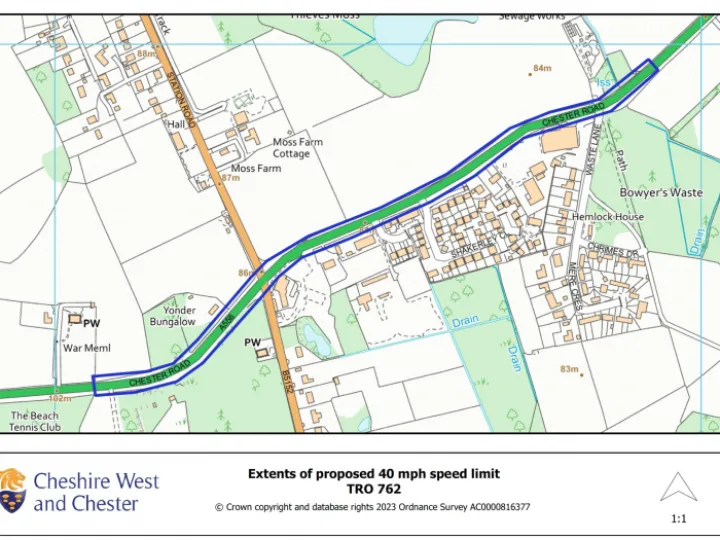 A556 Speed Limit Change plan