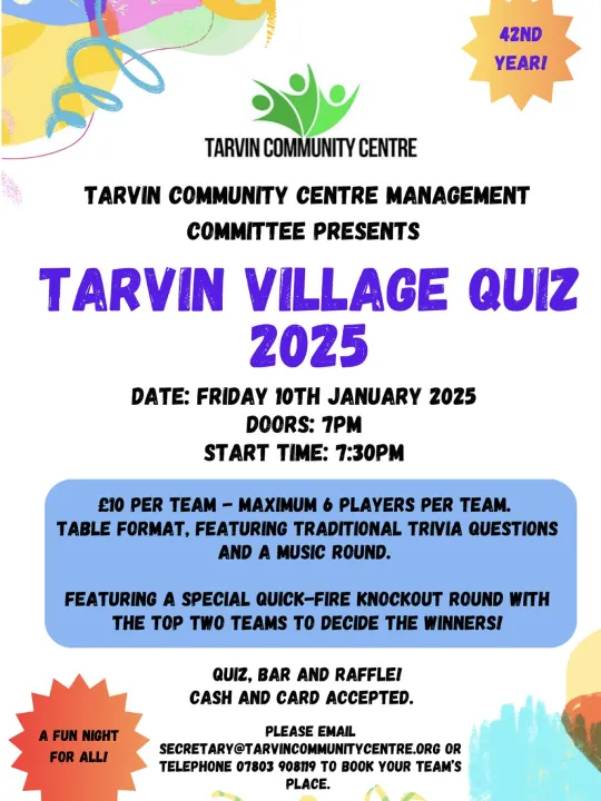 Tarvin Village Quiz Poster 2025