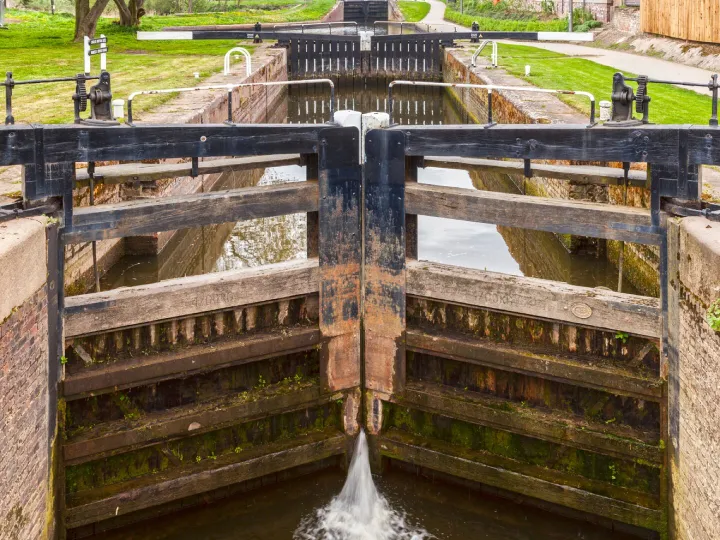 A series of canal lock gates