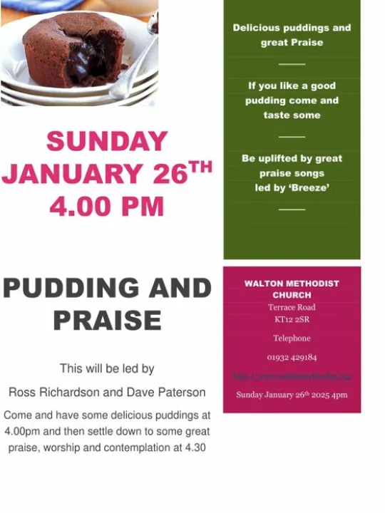 Pudding and Praise Poster January 26th 2025