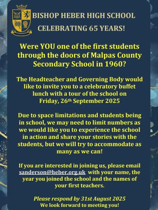 Bishop Heber 65 year