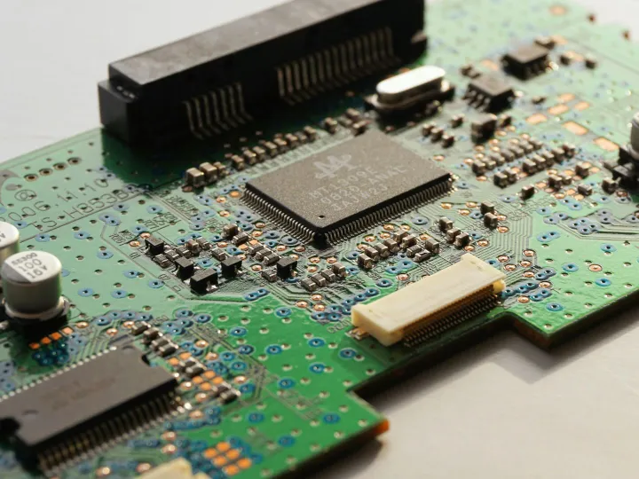 Detailed close-up photo of a circuit board