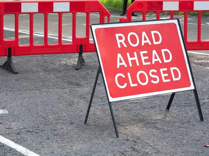 Road sign, red, warning, caution, street, closed