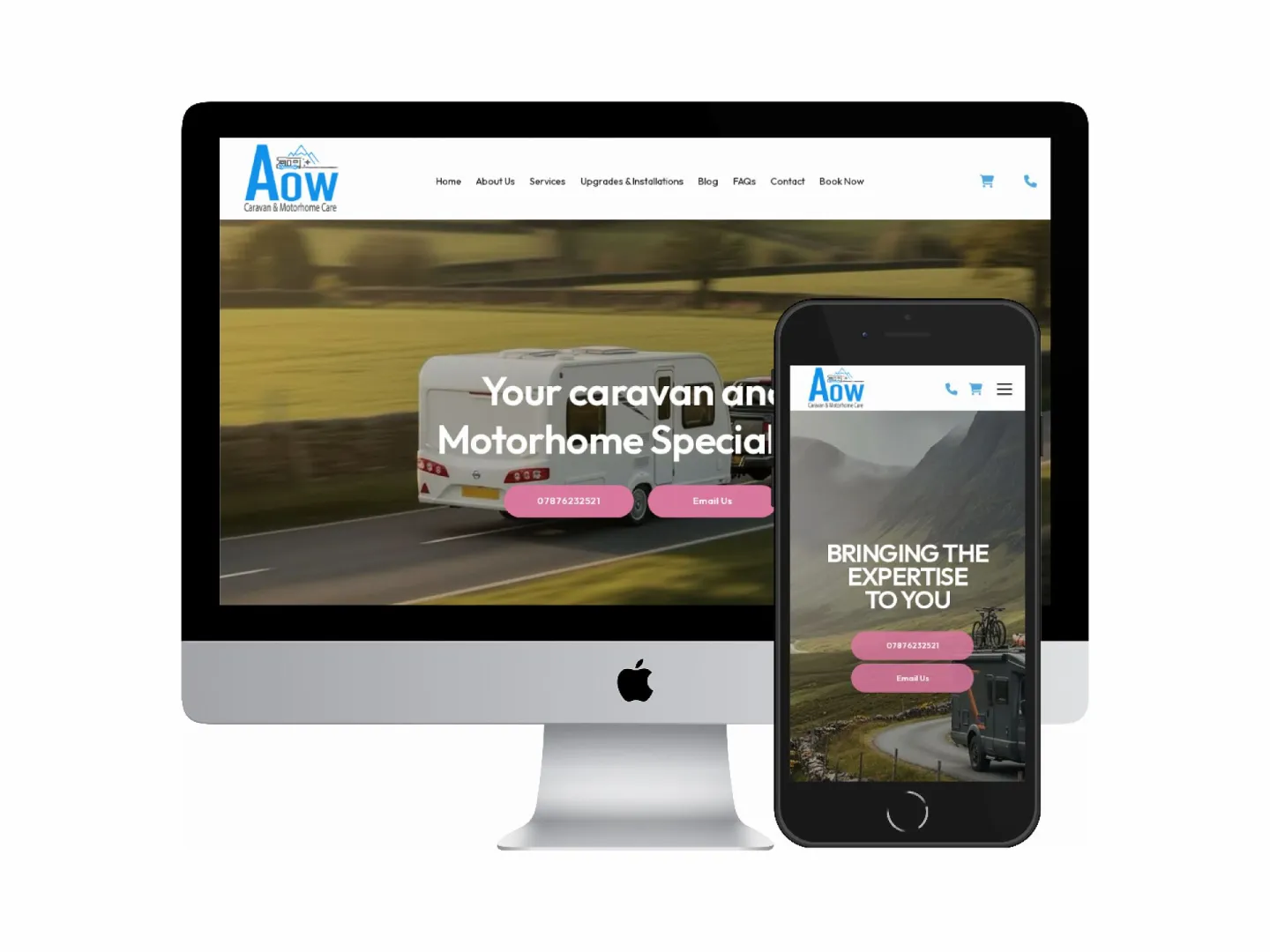 Desktop and mobile screenshots of the Adventures on Wheels website