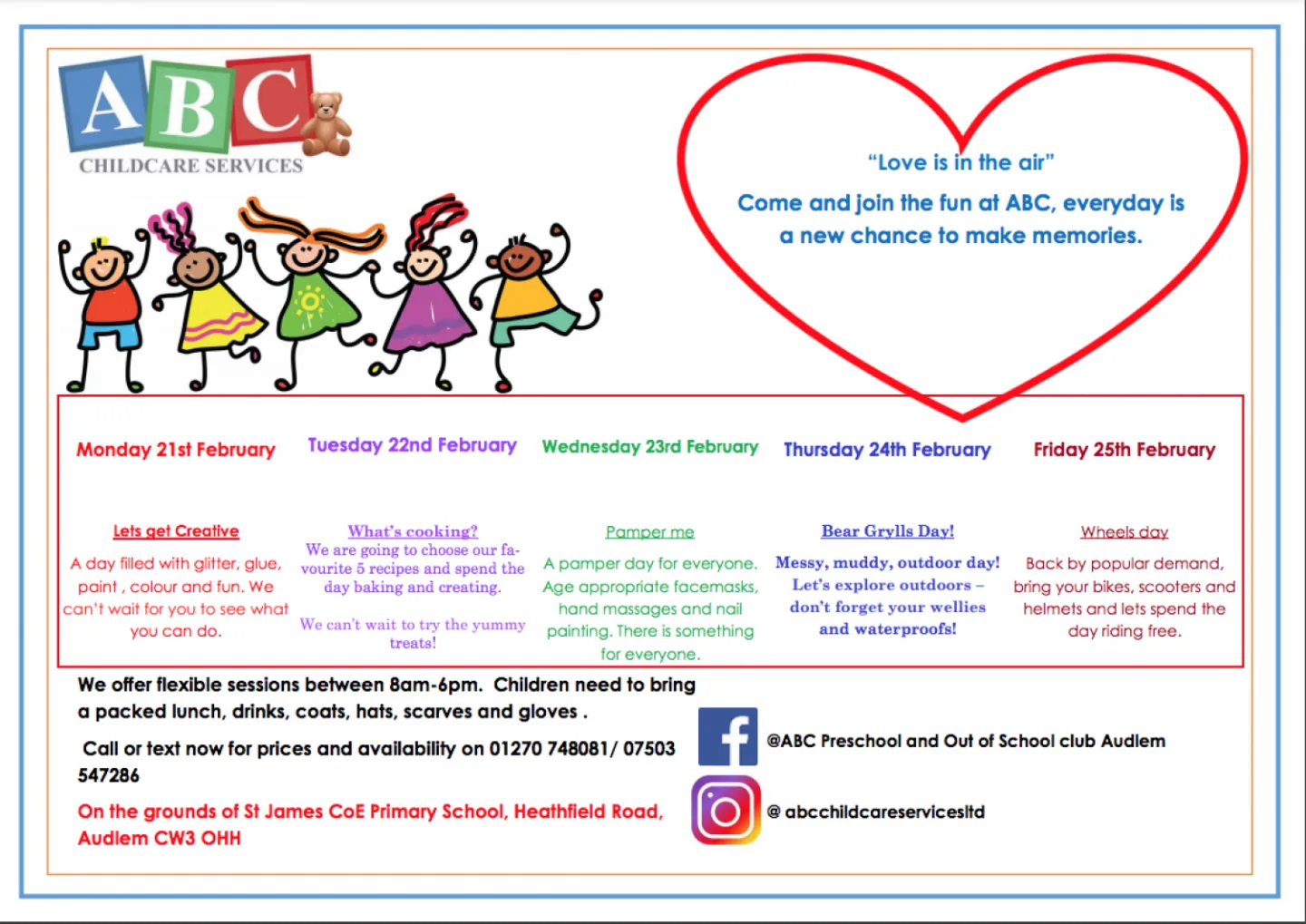 ABC Half term Programme