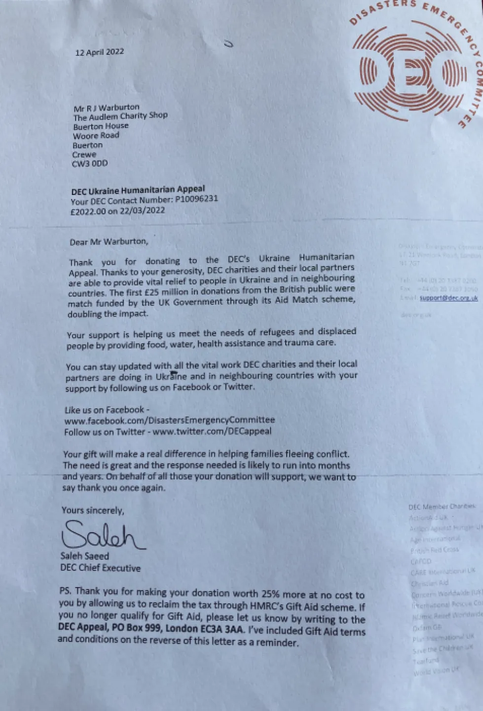 dec letter