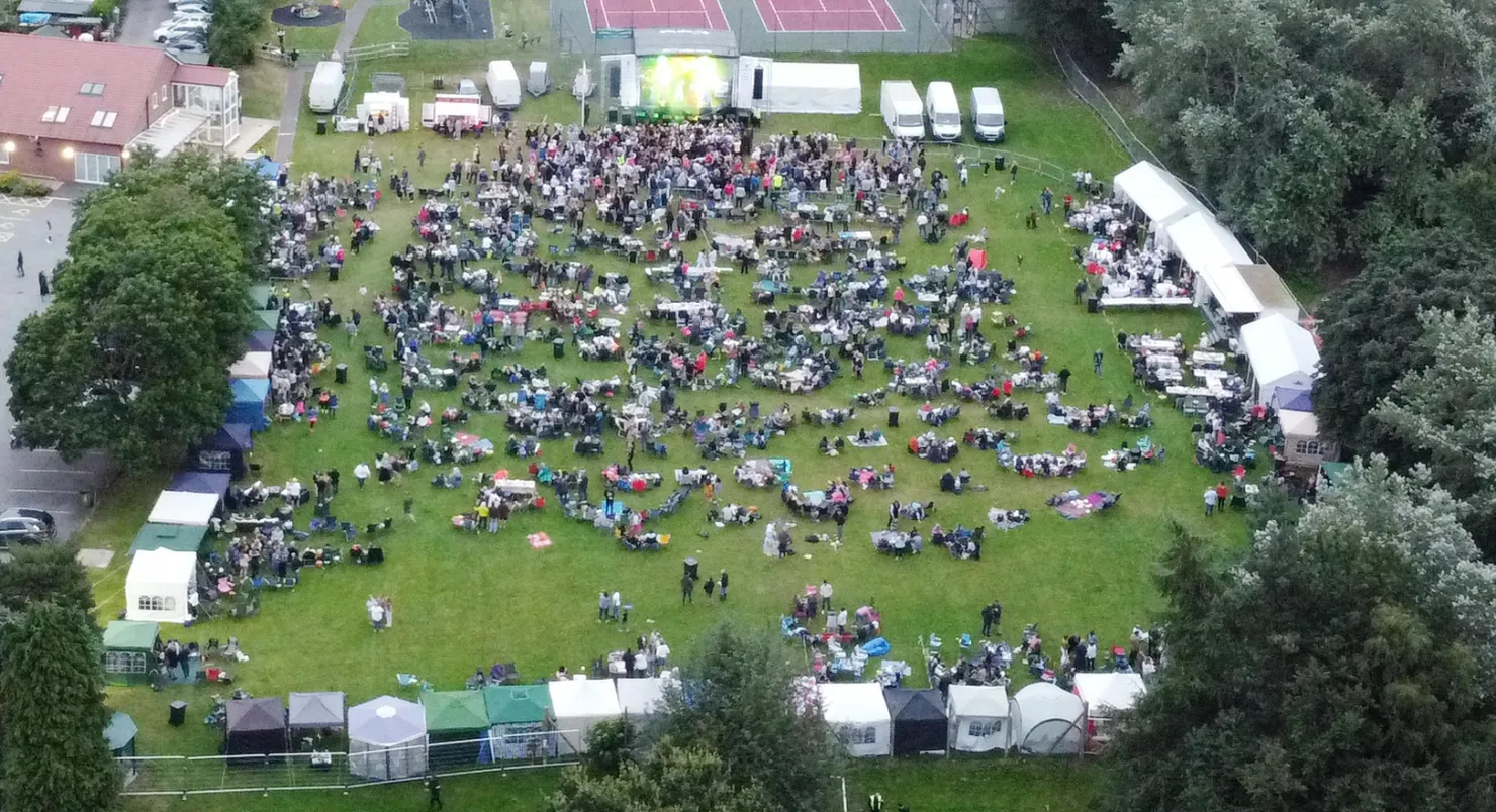 Audlem Party on the Park 2021 – aerial view (1)