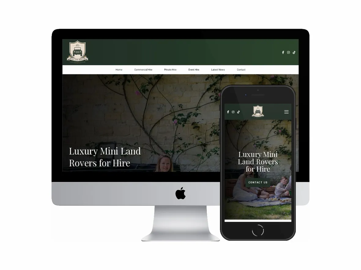 Desktop and mobile screenshots of the Mini Off Rovers website