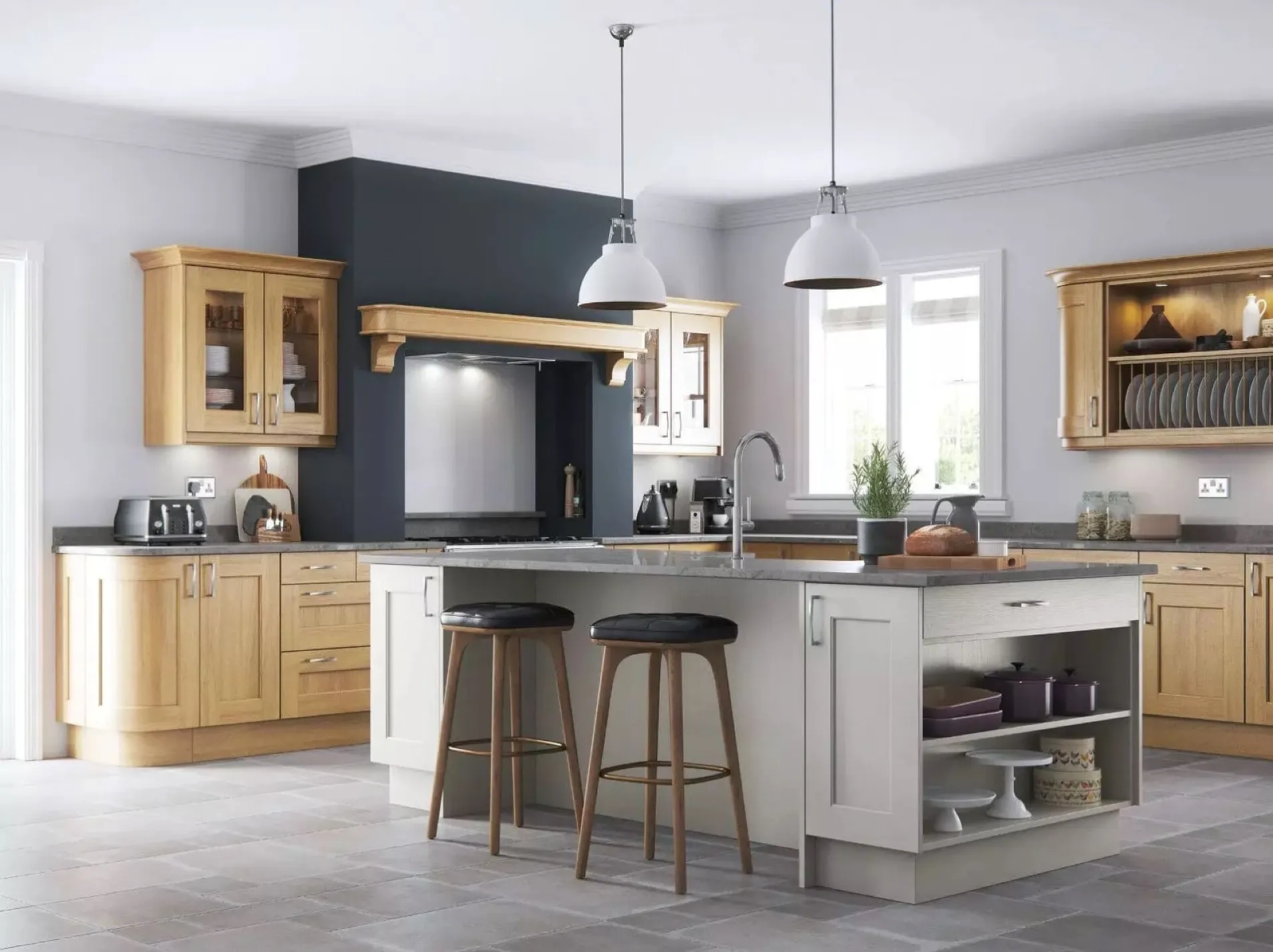 Alku Shaker Grey Wood L Shaped